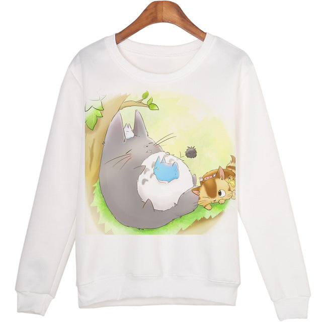 Casual 3D Totoro Print Sweatshirt Tops For Women - women clothing - 99fab.com