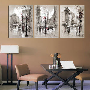 3 Panel Canvas Painting Wall Art Street Landscape - art - 99fab.com