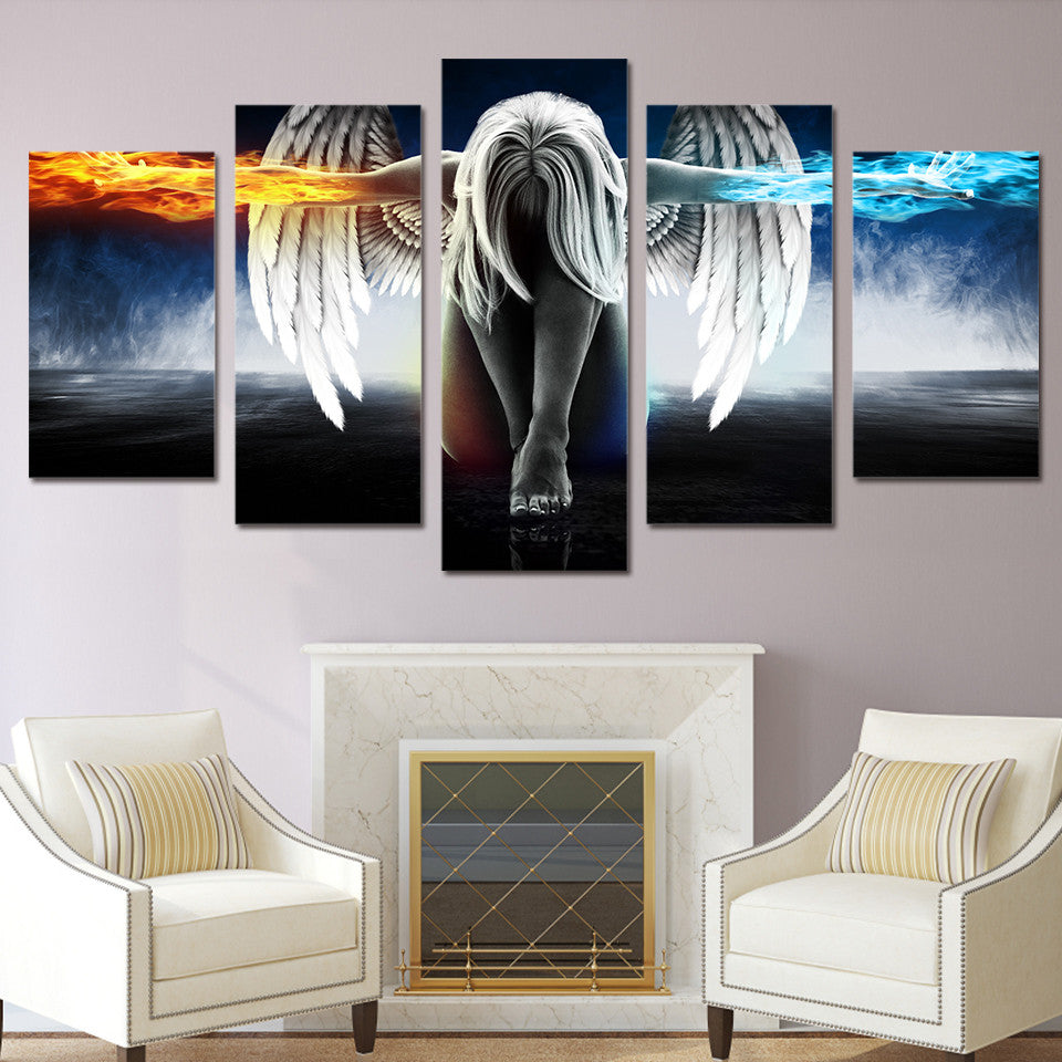 HD Printed 5 piece canvas art angel with wings - art - 99fab.com