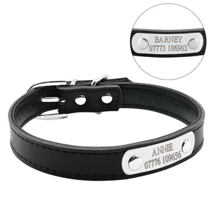 Leather Personalized Dog Collars Custom Pet Name ID Collar Free Engraving - pet - 99fab.com