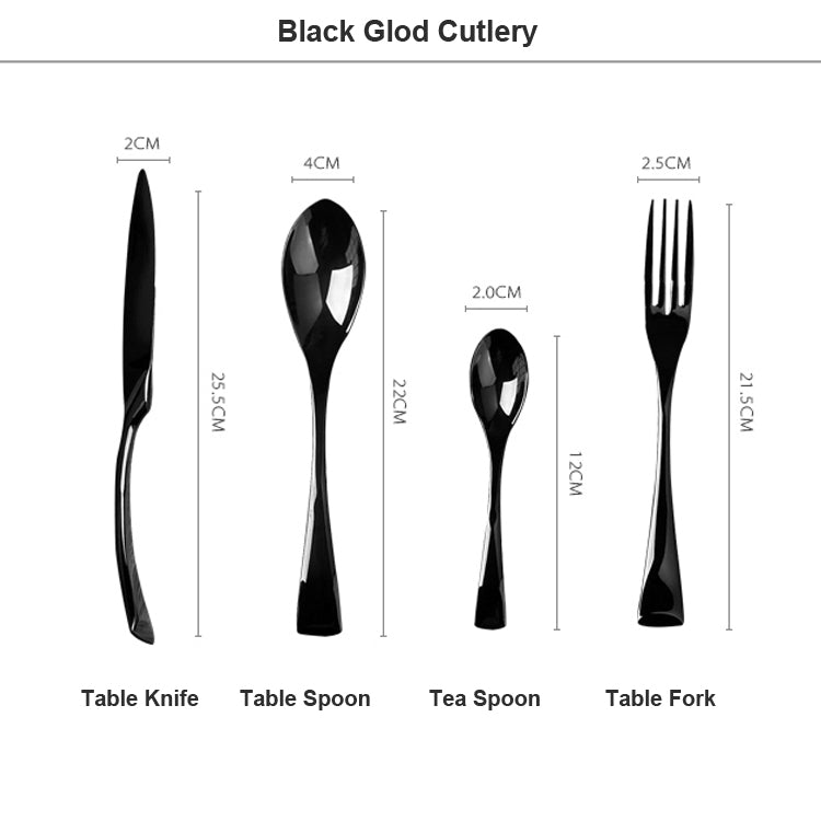 4Pcs/ Black Cutlery Set Stainless Steel Western Food Tableware - kitchen - 99fab.com