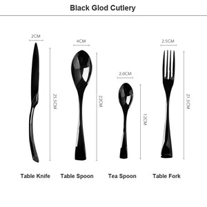 4Pcs/ Black Cutlery Set Stainless Steel Western Food Tableware - kitchen - 99fab.com