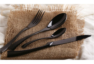 4Pcs/ Black Cutlery Set Stainless Steel Western Food Tableware - kitchen - 99fab.com