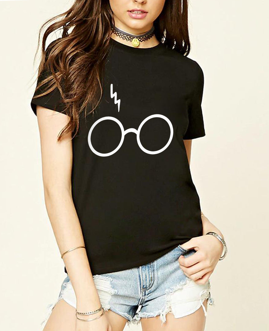 Glasses Lightning Print T shirts for Women - women clothing - 99fab.com