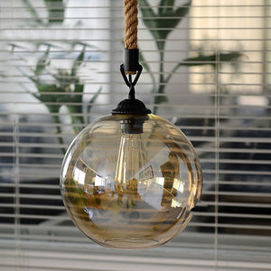 Loft Vintage retro Industrial Glass Ball Hemp rope Pendant Lights E27 lamp - pendant lamp - 99fab.com