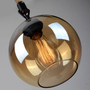 Loft Vintage retro Industrial Glass Ball Hemp rope Pendant Lights E27 lamp - pendant lamp - 99fab.com