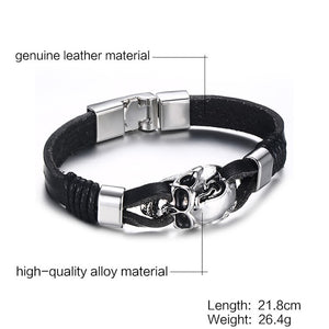 Punk Rock Mens Black Durable Leather Bracelets - halloween - 99fab.com