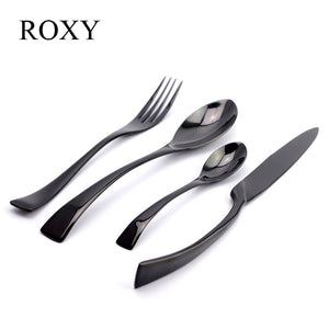 4Pcs/ Black Cutlery Set Stainless Steel Western Food Tableware - kitchen - 99fab.com