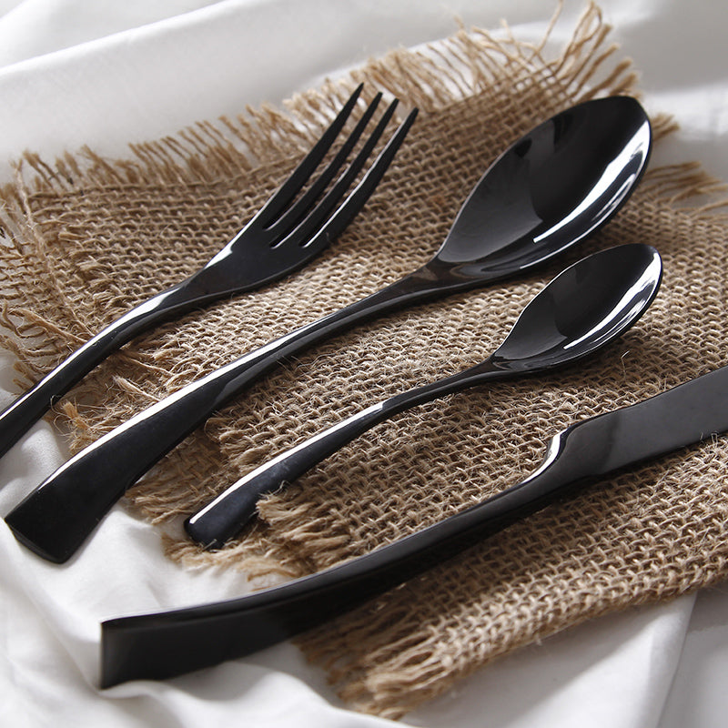 4Pcs/ Black Cutlery Set Stainless Steel Western Food Tableware - kitchen - 99fab.com