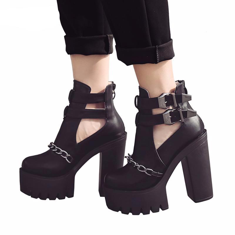 Ankle Boots Thick Heels Platform - women shoes - 99fab.com