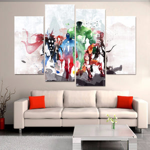 Modular HD Print 4 Panel Avengers Movie Watercolor Painting - wall art - 99fab.com