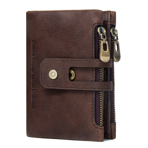 CONTACT'S Genuine Crazy Horse Leather Mens Wallet - wallets - 99fab.com