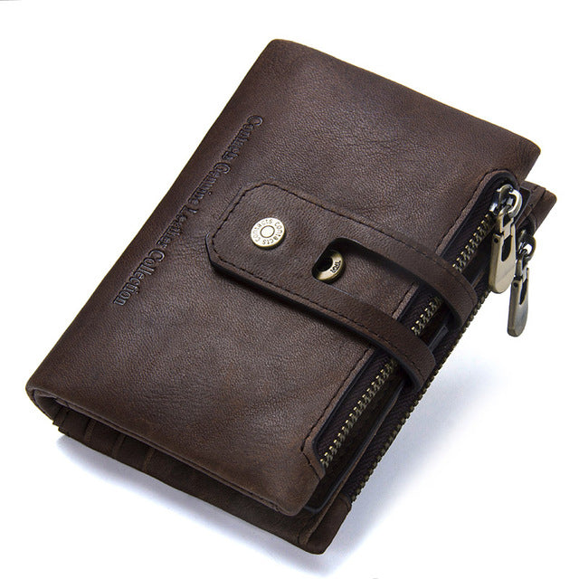 CONTACT'S Genuine Crazy Horse Leather Mens Wallet - wallets - 99fab.com