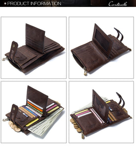 CONTACT'S Genuine Crazy Horse Leather Mens Wallet - wallets - 99fab.com