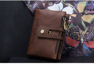 CONTACT'S Genuine Crazy Horse Leather Mens Wallet - wallets - 99fab.com