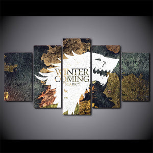 5 Panels Winter Wolf Canvas - wall art - 99fab.com