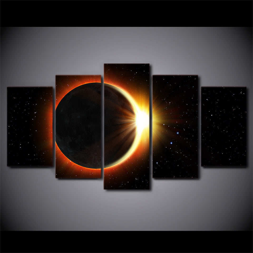 Canvas Wall Art HD Prints Modular 5 Pieces Eclipse Painting - wall art - 99fab.com