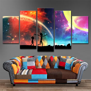 5 Panels Canvas Painting Rick and Morty Wall Art - wall art - 99fab.com