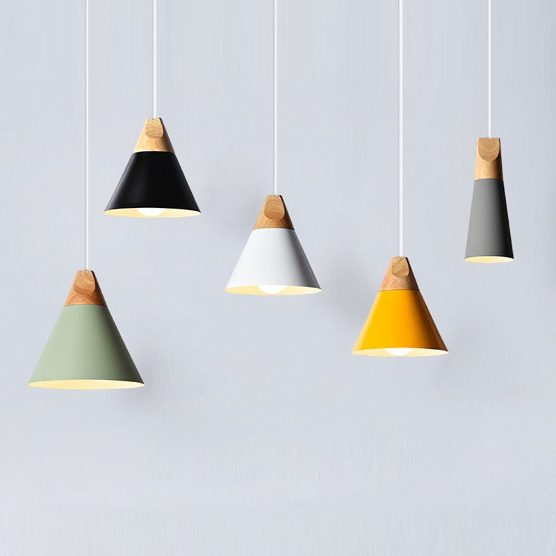 Modern Wood Pendant Lights LED Hanglamp Colorful Pendant Lamps lamparas - decor - 99fab.com