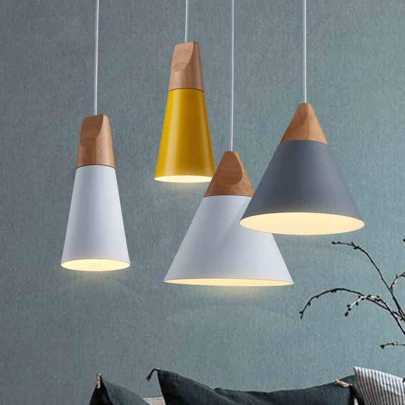 Modern Wood Pendant Lights LED Hanglamp Colorful Pendant Lamps lamparas - decor - 99fab.com