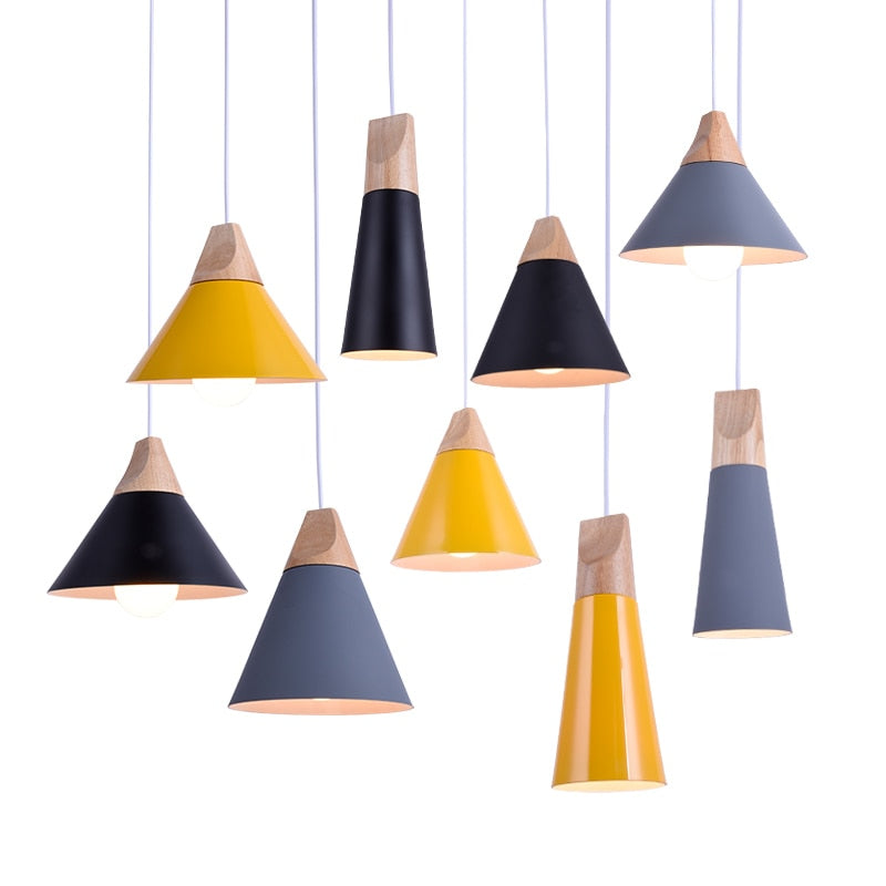 Modern Wood Pendant Lights LED Hanglamp Colorful Pendant Lamps lamparas - decor - 99fab.com