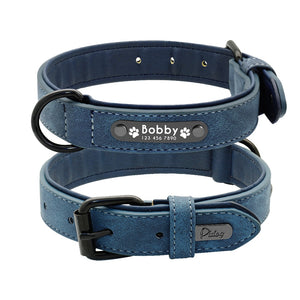 Personalized Leather Dog Collars Custom Pet Name ID Free Engraving - pets - 99fab.com