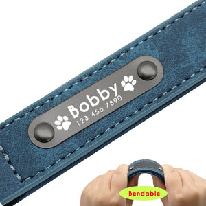 Personalized Leather Dog Collars Custom Pet Name ID Free Engraving - pets - 99fab.com