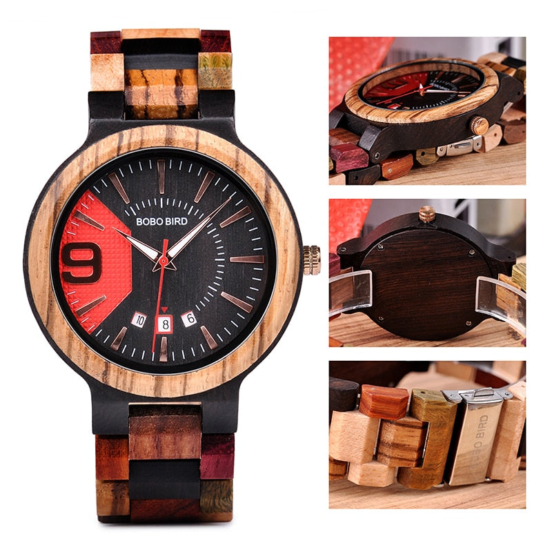 BOBO BIRD Relogio Masculino Men Luxury Date Display Wood Quartz Watches - men watches - 99fab.com