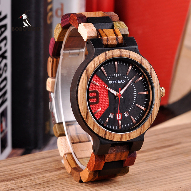 BOBO BIRD Relogio Masculino Men Luxury Date Display Wood Quartz Watches - men watches - 99fab.com