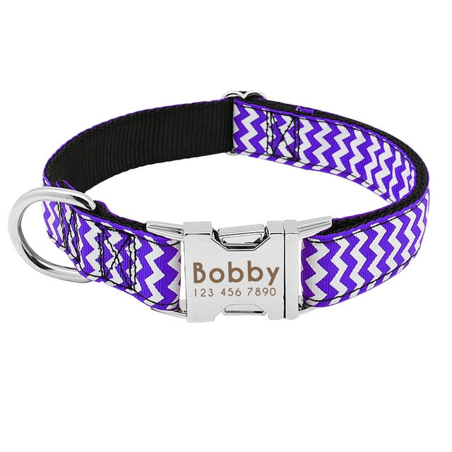 Dog Collar Nylon Personalized Engraved ID Tag AntiLost Adjustable Collars - pet - 99fab.com