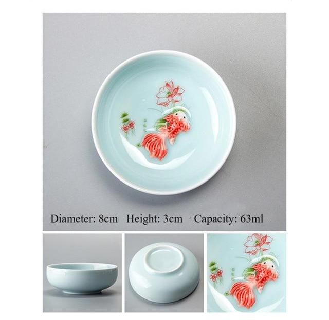 Porcelain Celadon Fish Ceramic China Kung Fu Tea Set - drinkware - 99fab.com