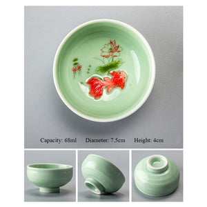 Porcelain Celadon Fish Ceramic China Kung Fu Tea Set - drinkware - 99fab.com