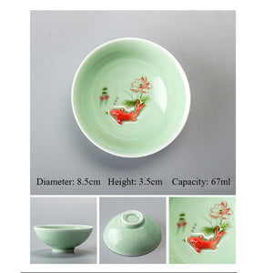 Porcelain Celadon Fish Ceramic China Kung Fu Tea Set - drinkware - 99fab.com