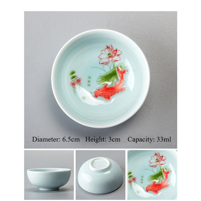 Porcelain Celadon Fish Ceramic China Kung Fu Tea Set - drinkware - 99fab.com