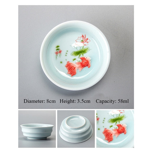 Porcelain Celadon Fish Ceramic China Kung Fu Tea Set - drinkware - 99fab.com