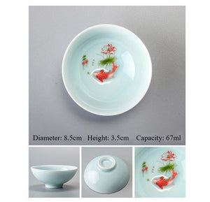 Porcelain Celadon Fish Ceramic China Kung Fu Tea Set - drinkware - 99fab.com