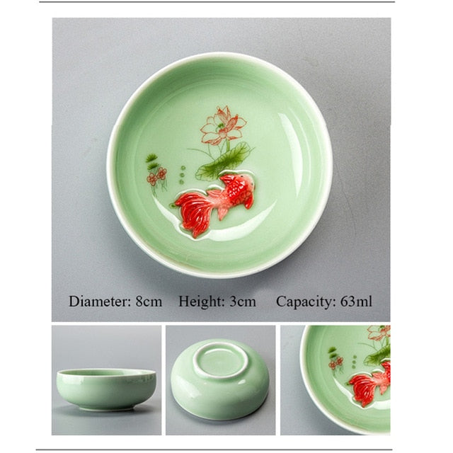 Porcelain Celadon Fish Ceramic China Kung Fu Tea Set - drinkware - 99fab.com