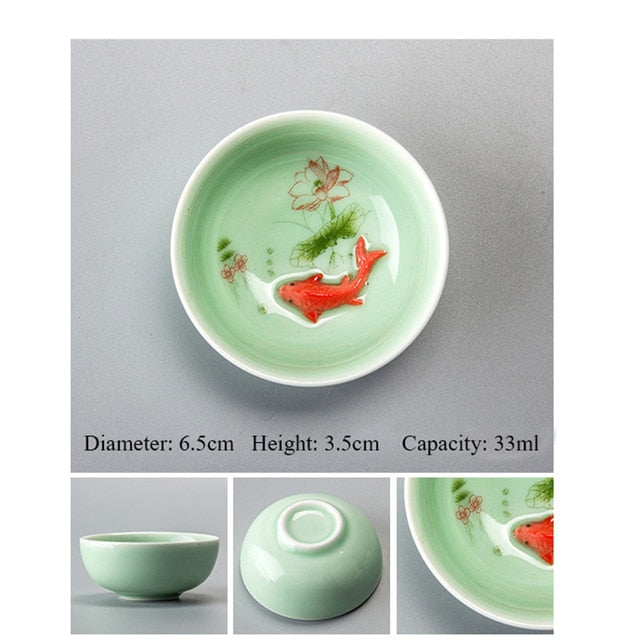 Porcelain Celadon Fish Ceramic China Kung Fu Tea Set - drinkware - 99fab.com