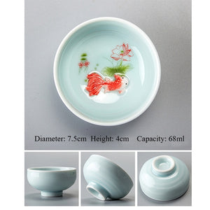 Porcelain Celadon Fish Ceramic China Kung Fu Tea Set - drinkware - 99fab.com