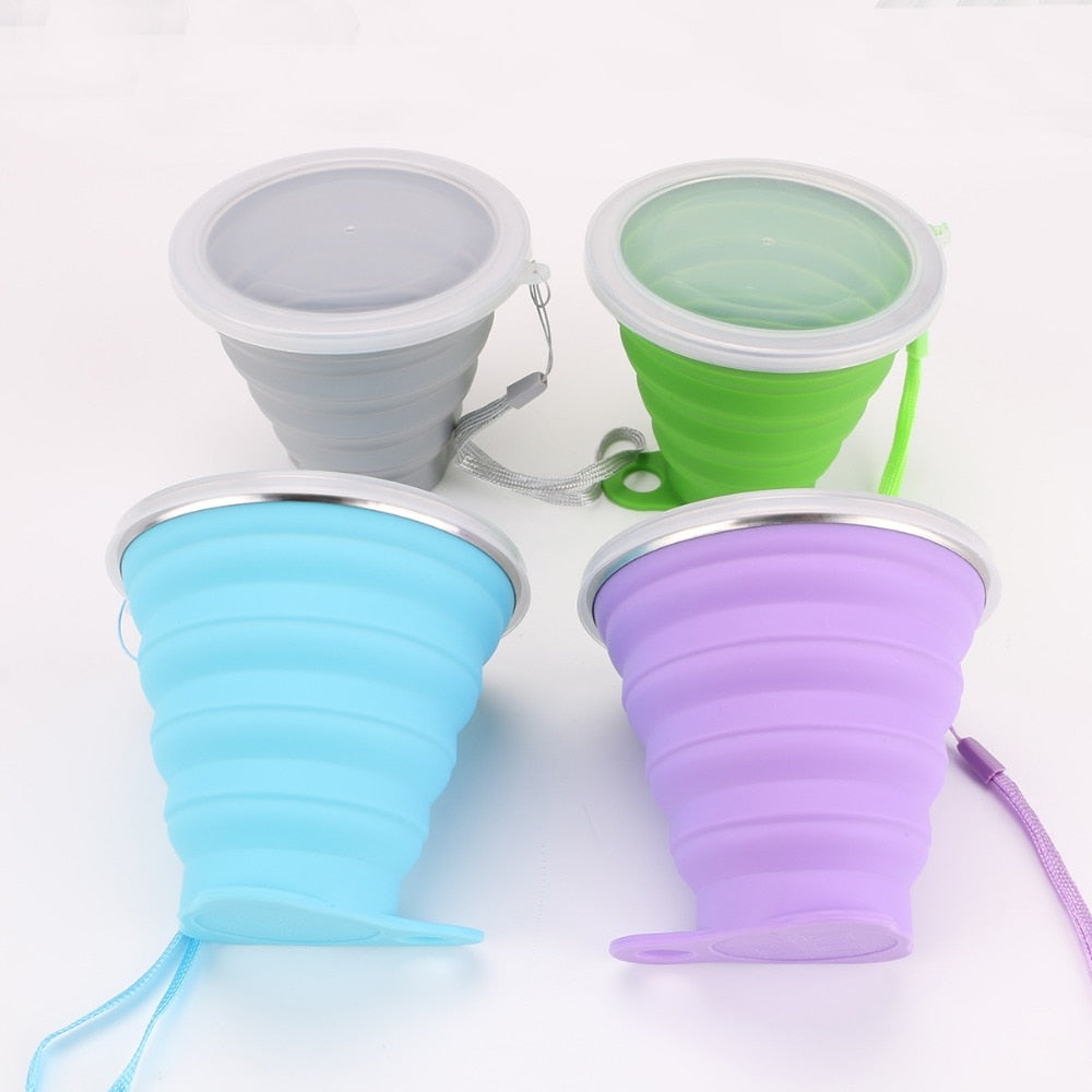 270ML Collapsible Travel Coffee cups Stainless Steel Silicone Retractable Folding Telescopic - kitchen - 99fab.com