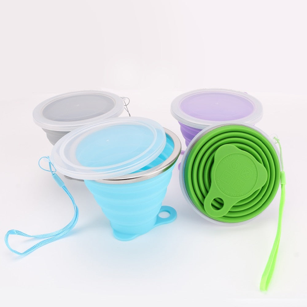 270ML Collapsible Travel Coffee cups Stainless Steel Silicone Retractable Folding Telescopic - kitchen - 99fab.com