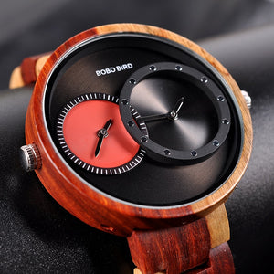 BOBO BIRD 2 Time Zone Wooden Quartz Watches Design for unisex Wristwatches In Wooden Box - men watches - 99fab.com