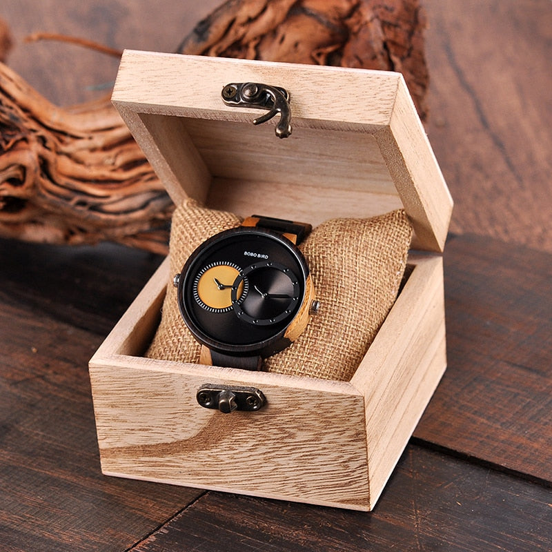 BOBO BIRD 2 Time Zone Wooden Quartz Watches Design for unisex Wristwatches In Wooden Box - men watches - 99fab.com