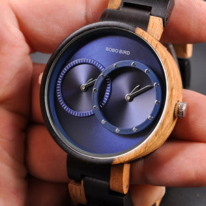 BOBO BIRD 2 Time Zone Wooden Quartz Watches Design for unisex Wristwatches In Wooden Box - men watches - 99fab.com