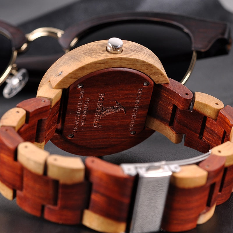 BOBO BIRD 2 Time Zone Wooden Quartz Watches Design for unisex Wristwatches In Wooden Box - men watches - 99fab.com