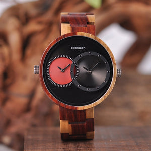 BOBO BIRD 2 Time Zone Wooden Quartz Watches Design for unisex Wristwatches In Wooden Box - men watches - 99fab.com