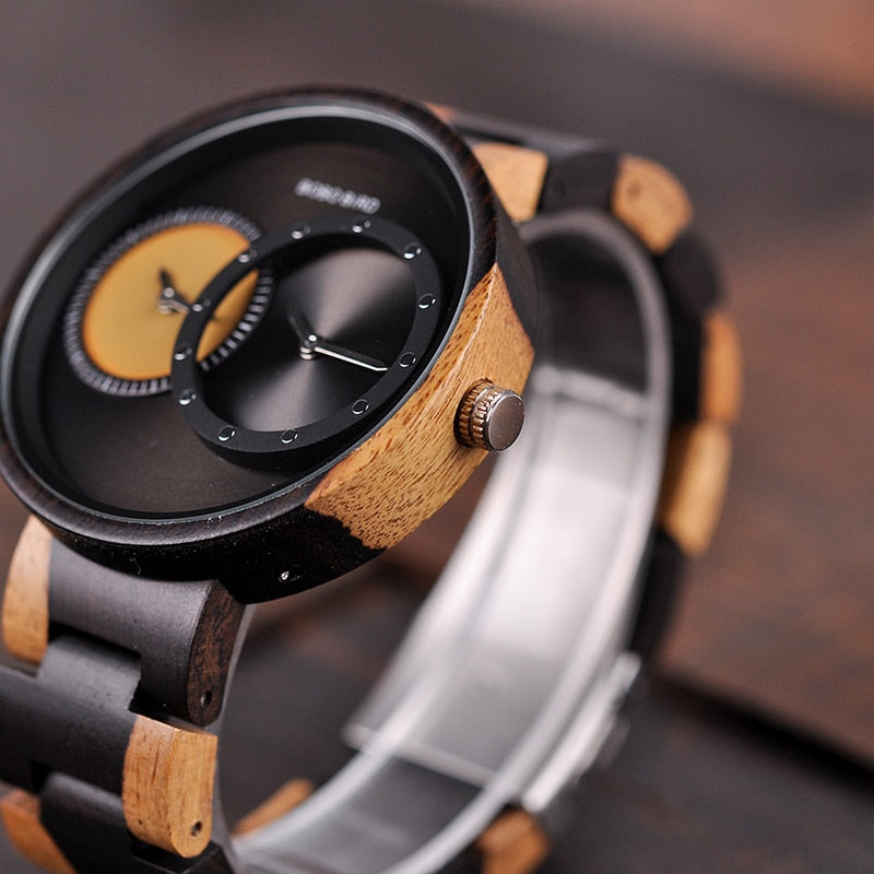 BOBO BIRD 2 Time Zone Wooden Quartz Watches Design for unisex Wristwatches In Wooden Box - men watches - 99fab.com