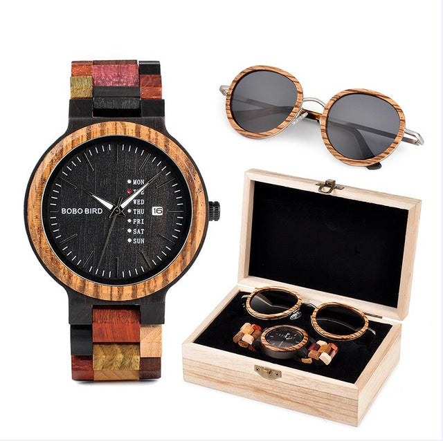 Wooden Sunglasses Wood Quartz Watches in Suit Present Gift Box relojes para hombre - gift box - 99fab.com