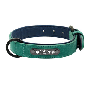 Personalized Leather Dog Collars Custom Pet Name ID Free Engraving - pets - 99fab.com