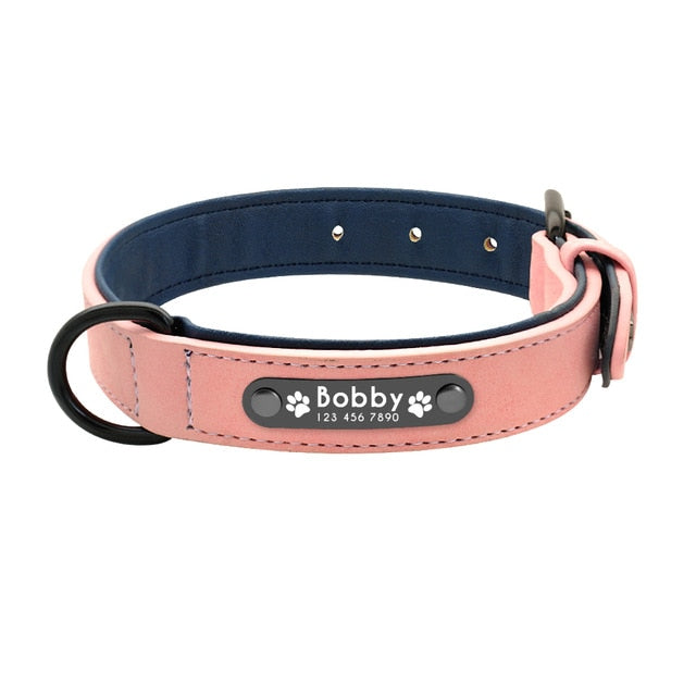 Personalized Leather Dog Collars Custom Pet Name ID Free Engraving - pets - 99fab.com